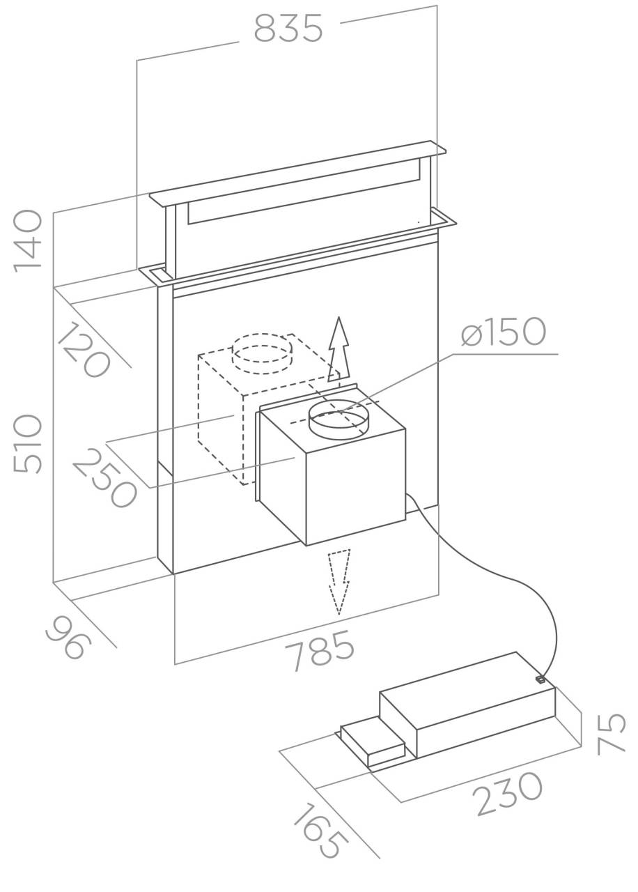 Elica - Páraelszívó PANDORA GME BL/A/90 motor nélkül - Image 3