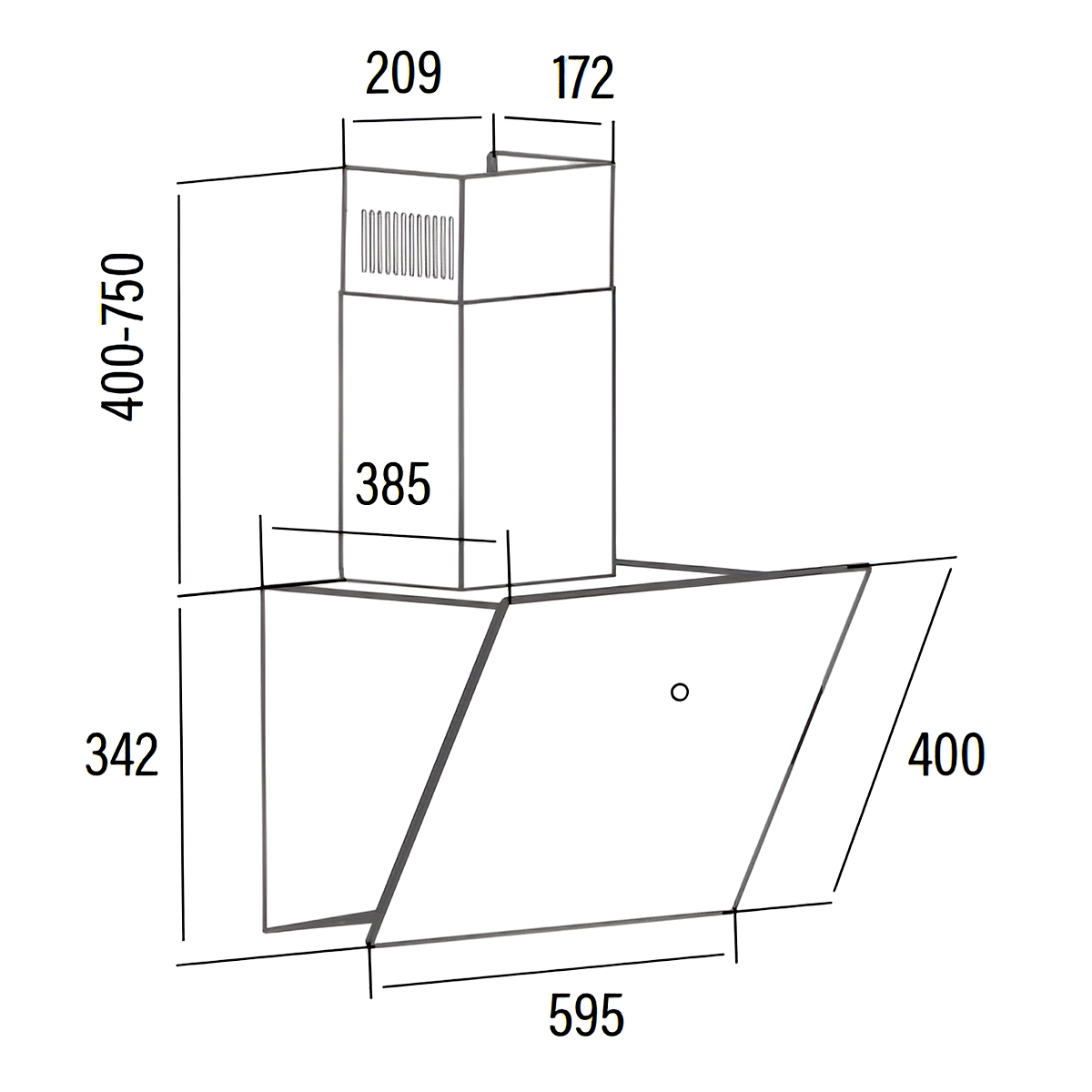 Cata - Páraelszívó LENA 600 XGBK fekete + BK150 ECO bekötő szett - Image 2