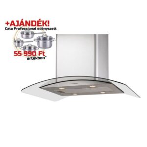Cata - Páraelszívó Isla gamma 900 X/E inox-üveg LED + Cata PROFESSIONAL edényszett