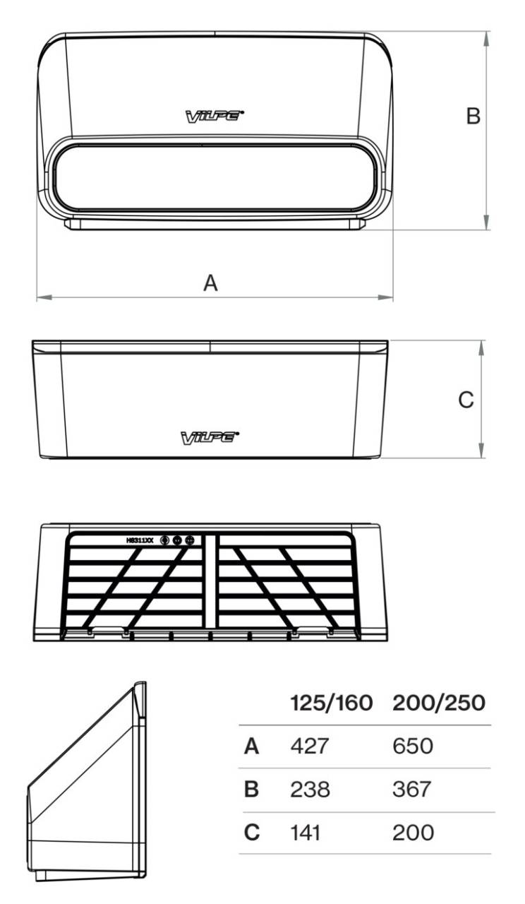 Vilpe IO 160 univerzális légbevezető - légelvezető elem, fekete - Image 2