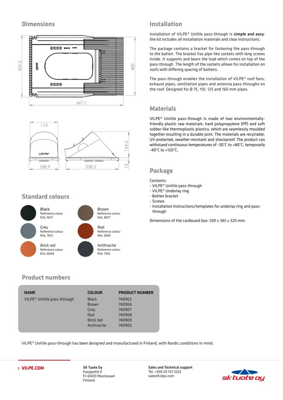 VILPE UNITILE Univerzális átvezető elem, vörös - Image 2
