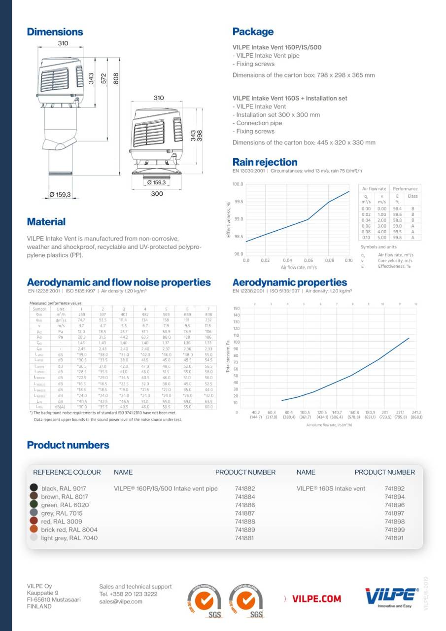 VILPE® 160/IS/500 légbevezetésre alkalmas szellőző, barna - Image 2